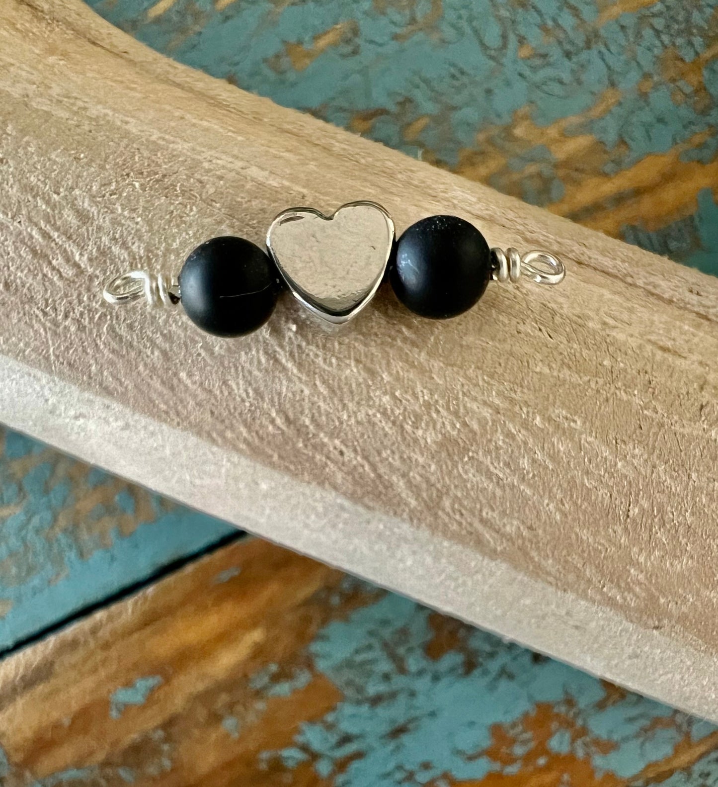 Stainless Steel Heart with 4mm Black Onyx in a set of 5